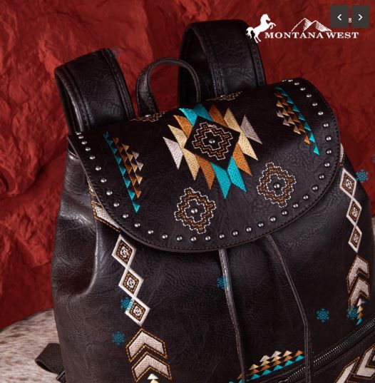 MW1245-9110 BK Montana West Embroidered Collection Backpack display picture 1
