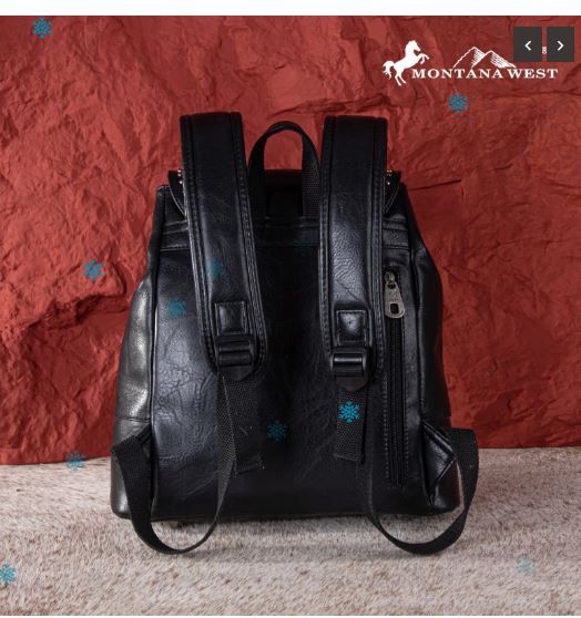 MW1245-9110 BK Montana West Embroidered Collection Backpack display picture 2