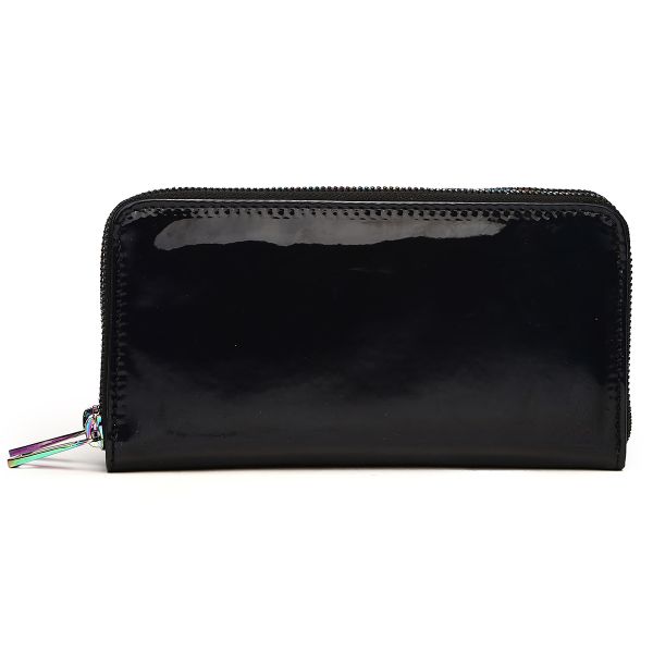 HAR4 300-BK Hologram Zip Around Wallet with Double Rainbow Zippe