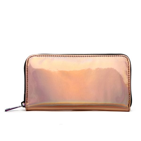 HAR4 5064S-RGD Hologram Zip Around Wallet with Rainbow Zipper