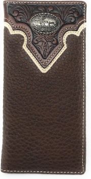 NO108 CF Genuine Leather Basketweave LONG Wallet in Multi Emblem (Praying Cowboy)