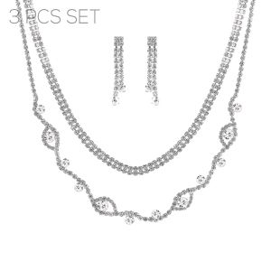 18065CE-SL WAVY 2 NECKLACE EAR SET