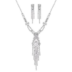 18144CR-SL TASSEL NECKLACE EAR SET