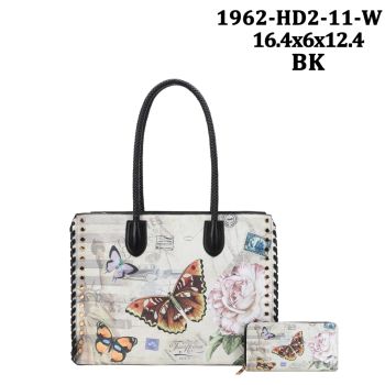 1962HD2-11W BK SHIPPING TOTE BAG WITH WALLET