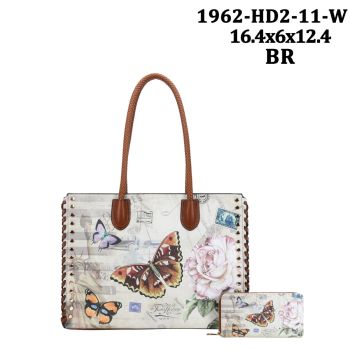 1962HD2-11W BR SHIPPING TOTE BAG WITH WALLET