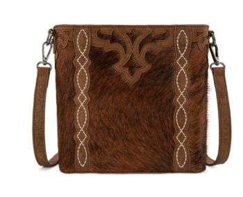 TR198G-9360BR Trinity Ranch Western Hair-On Cowhide Concealed Carry Crossbody