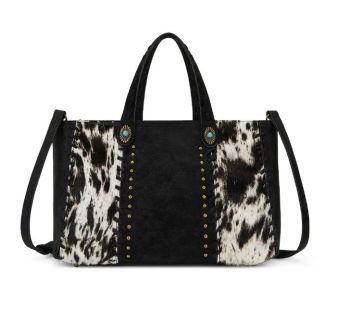 TR209H-8250BK Trinity Ranch Cowhide Western Tote Bag