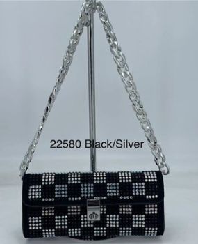 22580 bk/wt evenning bag