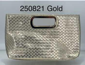 250821 GD METALIC WOVEN CLUCH BAG