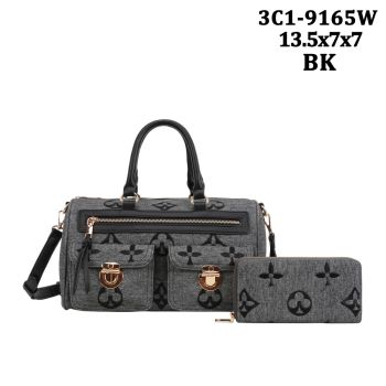 3C1-9165W BK DESIGN  DEMUN BAG WITH WALLET
