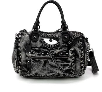 86187DN BK VINTAGE WASHED DENIM SATCHEL