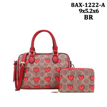 8AX-1222A BR HEART CROSS BODY BAG WITH BAG