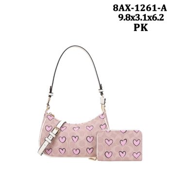 8AX-1261A PK HEART CROSS BODY BAG WITH BAG