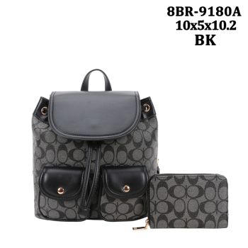 8BR-9180A BK MONOGLAM BACKPACK WITH WALLET