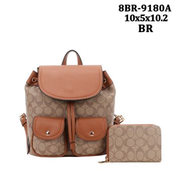 8BR-9180A BR MONOGLAM BACKPACK WITH WALLET