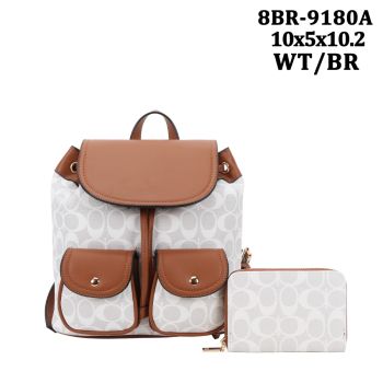 8BR-9180A WT MONOGLAM BACKPACK WITH WALLET