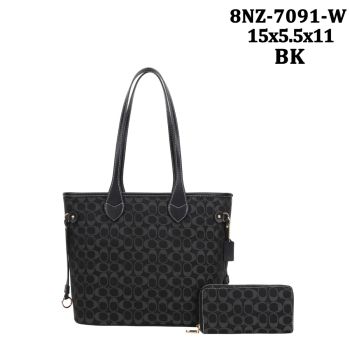 8NZ-7091W BK DENIM DESIGNER BAG WITH WALLET