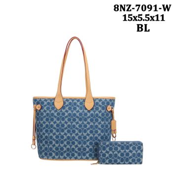 8NZ-7091W BL DENIM DESIGNER BAG WITH WALLET