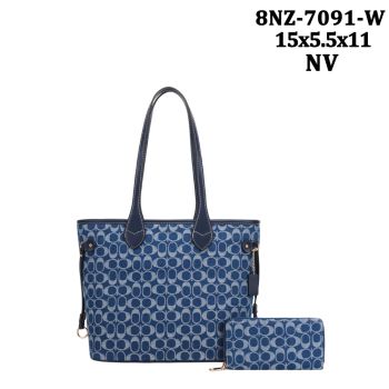 8NZ-7091W NV DENIM DESIGNER BAG WITH WALLET