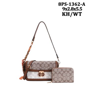 8PS-1362A KH/WT DESIGNER CROSS BODY BAG WITH WALLET