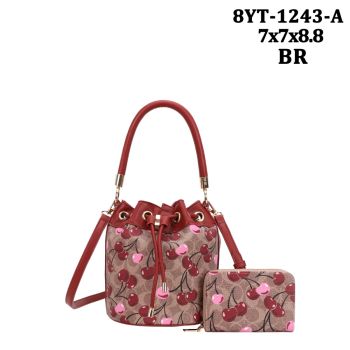 8YT-1243ABR CHERRY DRAW STERING CROSS BODY BAG WITH WALLET