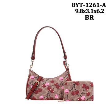 8YT-1261A BR CHERRY CROSS BODY BAG WITH WALLET