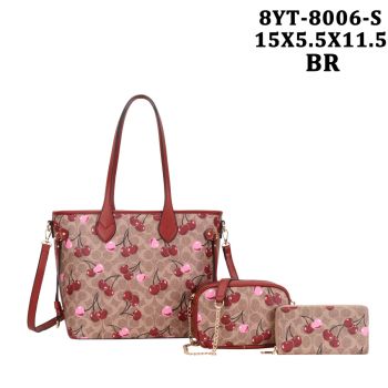 8YT-8006S BR DESIGNER SHOPPING BAG 3PC SET