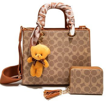 CC25530-M2 D BR HANDBAG WITH WALLET SET