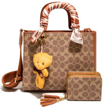 CC25530-M2 L BR HANDBAG WITH WALLET SET