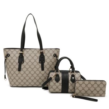 GT2071-T3 BK 3PC DESIGNER HANDBAG WITH WALLET