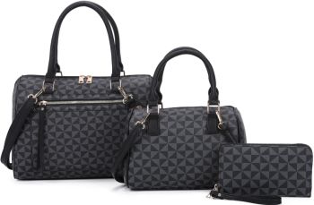 SJ2056-T3 BK 2 HANDBAGS WITH 1 WALLET