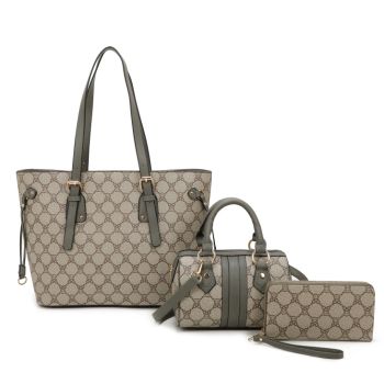 GT2071-T3 GY 3PC DESIGNER HANDBAG WITH WALLET