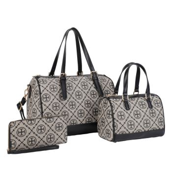 ZW-31562 SET BK/BK DESIGNER BAG WITH 3PC SETS