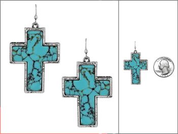 AE6083-SBTQ WESTERN HAND CRAFT DROP CROSS
