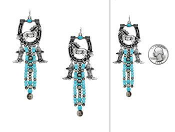 AE7481-SBTQ WESTERN RHINESTONE FRINGE ER HORSE