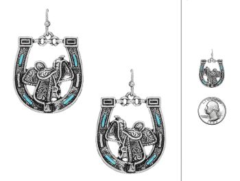 AE9361-SBTQ WESTERN TQ STONE ER HORSE SHOE