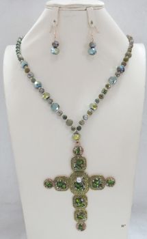 AK660GN CROSS LONG NECKLACE SET