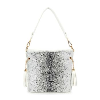 BAM-6060 WT BLING CROSS BODY HOBO BAG