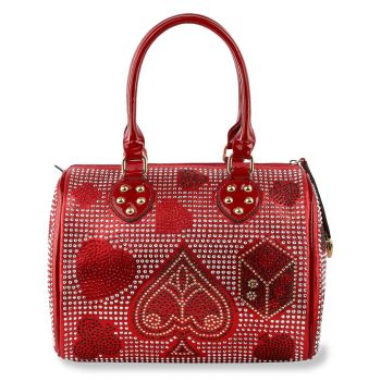BHD-8871 RD BLING SPADE SATCHEL BAG