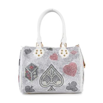 BHD-8871 WT BLING SPADE SATCHEL BAG
