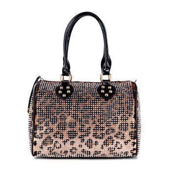BHD-8875 LP/BR DENIM BLING SATCHEL BAG