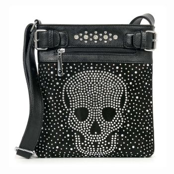 BJT-121BK BLING SKUL  CROSS BODY BAG