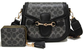 CC25521-M2 BK CROSS BODY HANDBAG WITH WALLET