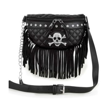 BWD-4001BK SKUL FRINGE  WAIST BAG