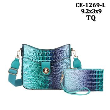 CE-1269L TQ RAINBOW CROCO BAG WITH WALLET