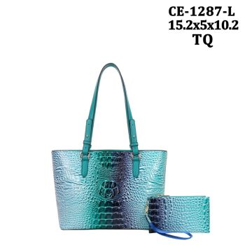 CE-1287L TQ RAINBOW CROCO DESIGNER BAG WITH WALLET