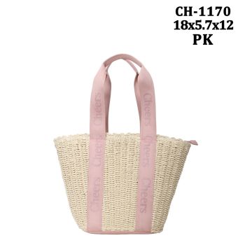 CH-1170 PK STREW TOTE SHOPPING BAG
