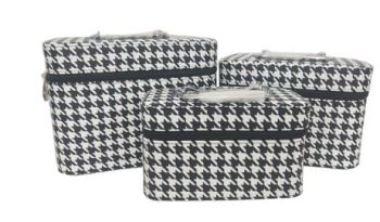 CO-405 BK/WT 3PC COSMETIC CASE