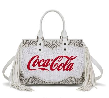 CO-HB-19-111-WT Coca-Cola Western Floral Fringe Satchel Bag