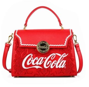 CO-HB-17-108RED  Coca-Cola Embroidered Top Handle Satchel Bag